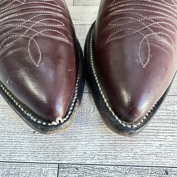 Nocona Boots Brown Burgandy Leather Cowboy Men’s Sz 10 Pointed Toe Made USA - Picture 2 of 15
